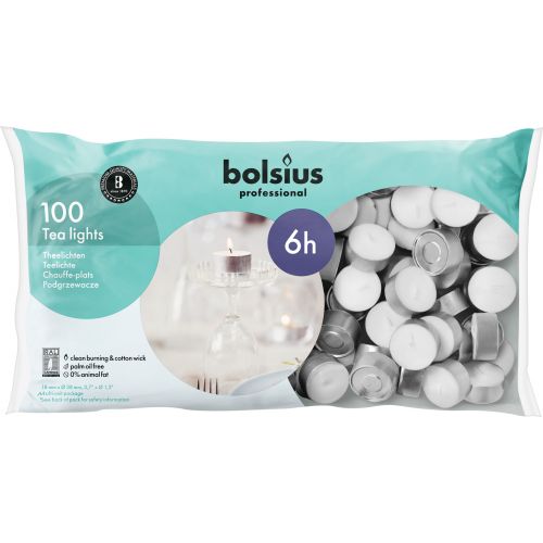 Bolsius Professional, Waxinelichten, Zilver / Wit, 6 uur, 100 stuks