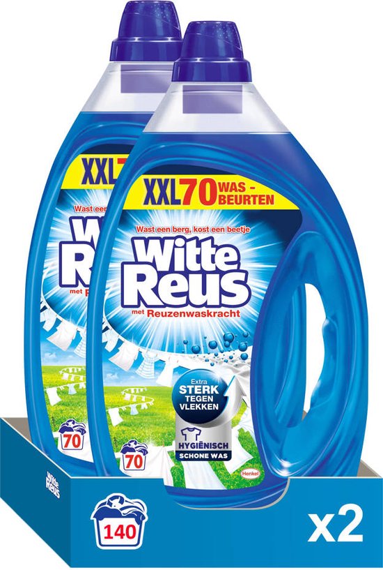 Witte Reus, Vloeibaar Wasmiddel, 2 x 70 wasbeurten, Voordeelverpakking, Witte Was