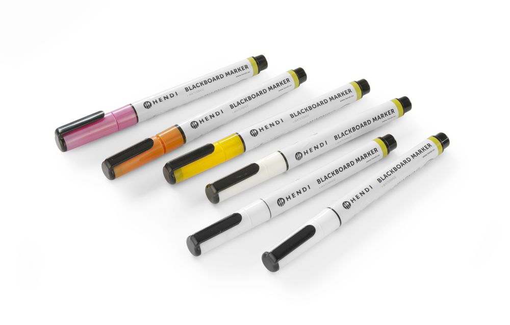 Krijtstiften 1 mm, HENDI, 3 witte, 1 roze, 1 gele en 1 bronskleurige stiften, 6 st