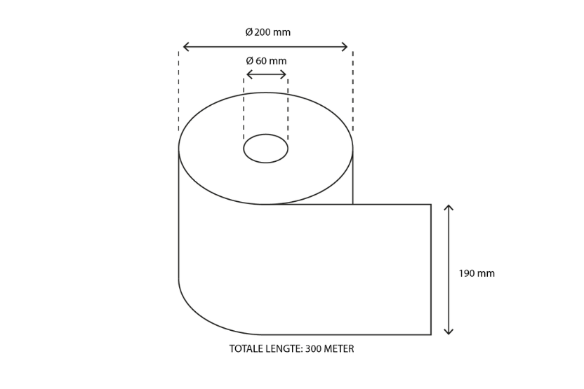 Poetsrol Midi 1-Laags, Ø19cm, BARSA, 6x300 Meter