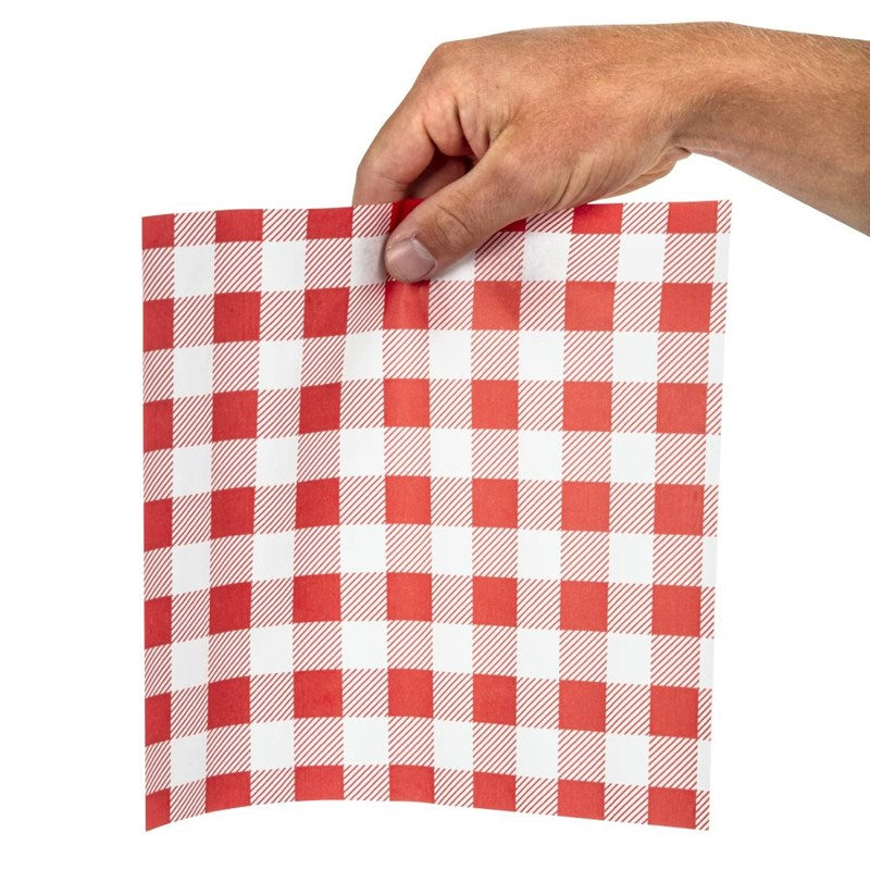 Vetvrij papier – 200 stuks, Gingham, Rood Klassiek Geruiten, 310x190mm