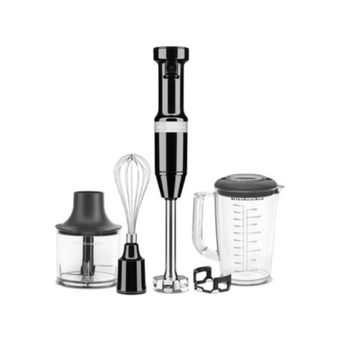 Kitchenaid Staafmixer Set 20cm, Zwart / Onyx Black, Inclusief Garde + Hakmolen + Mengbeker + Panbeschermer