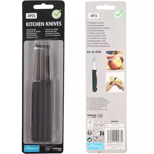 Keukenmesjes 4 stuks, Cuisine Elegance, Zwart