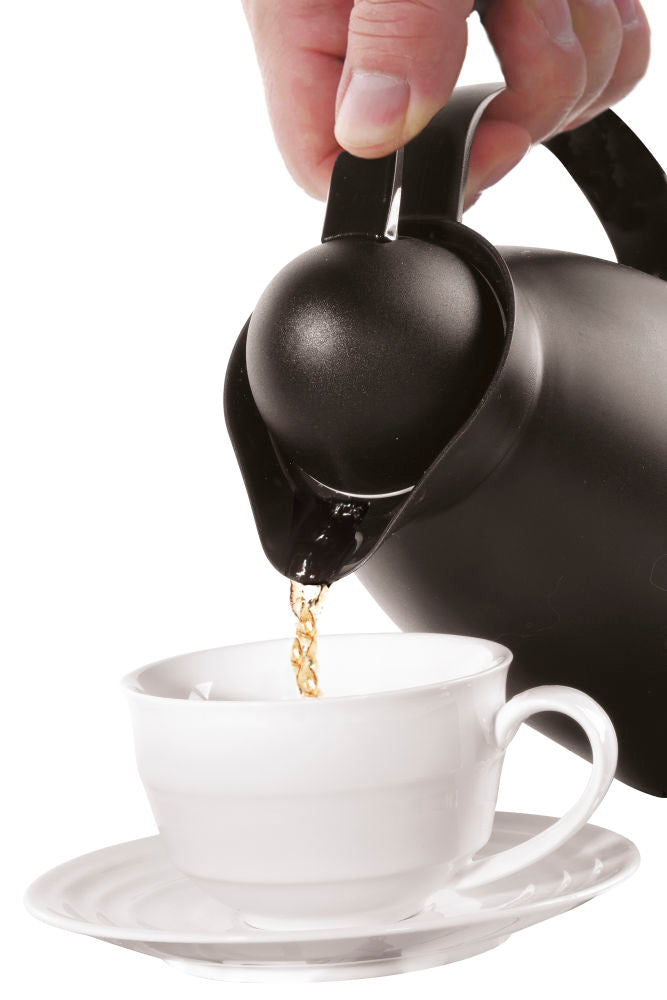 Thermoskan met glazen binnenfles 1L, HENDI, Zwart, ø140x(H)268mm