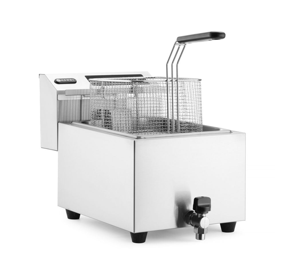 Frituurpan Horeca met aftapkraan digitaal - 8 liter, HENDI, Profi Line, 230V/3500W, 300x515x(H)345mm