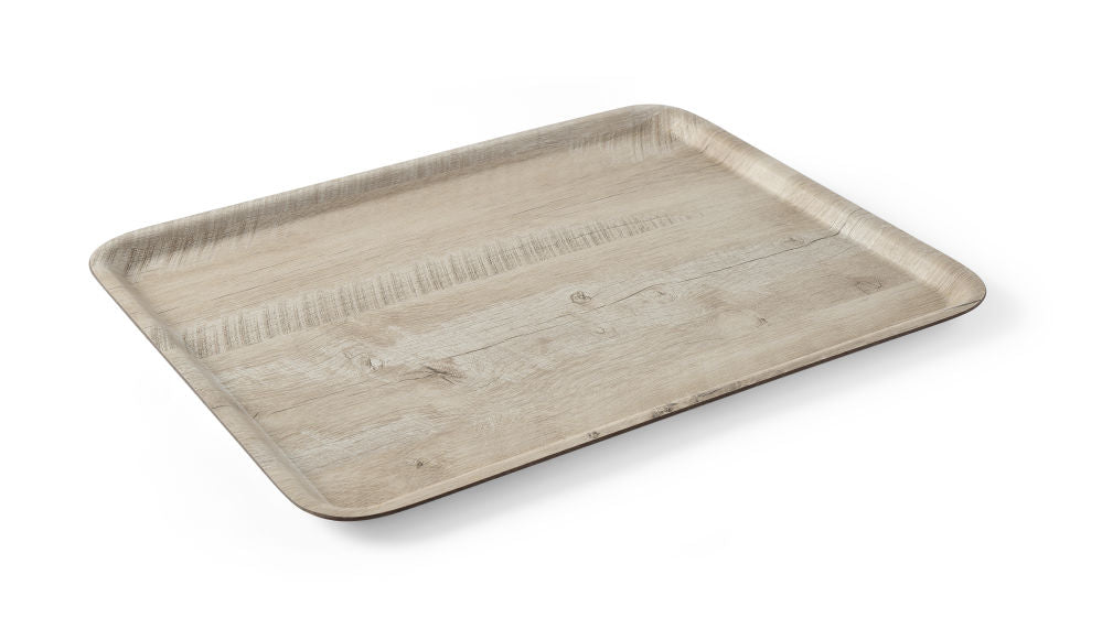 Dienblad van melamine met hout bedrukking, HENDI, Hout licht, 370x530mm