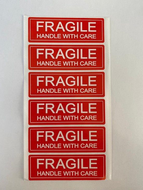 Breekbaar stickers - Verhuizen - 75 x 25mm - rood - 102 stuks