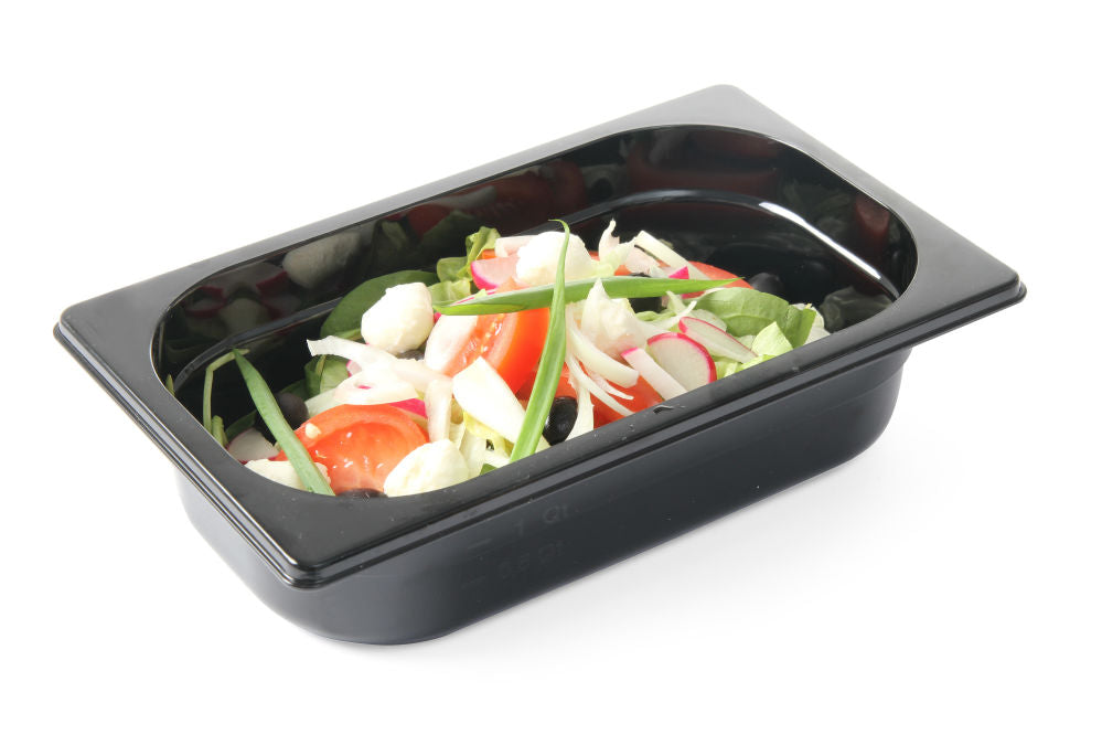 Gastronormbak GN 1/4 zwart polycarbonaat, HENDI, Profi Line, GN 1/4, 1,8L, Zwart, 265x162x(H)65mm