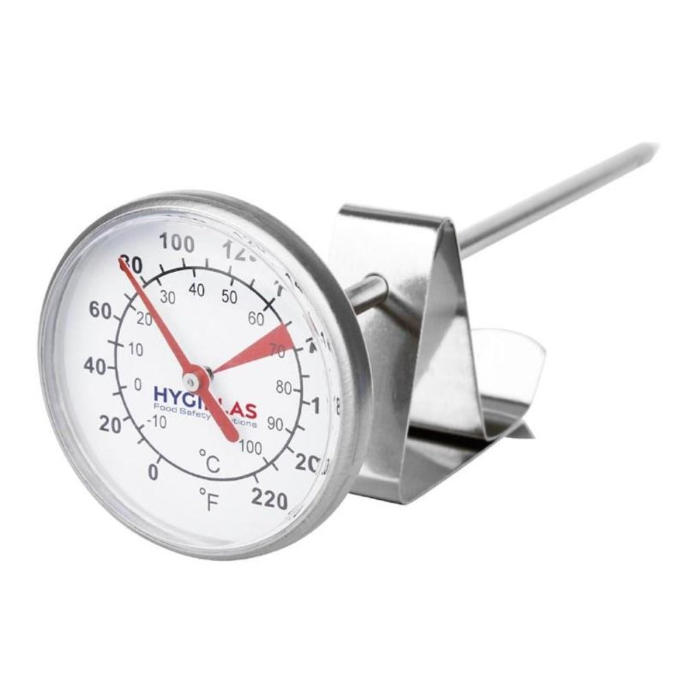 Koffiemelk thermometer met beschermhuls en clip