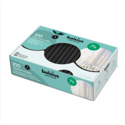 Bolsius Professional, Gotische kaarsen, Zwart 24cm, 7 uur, 100 stuks