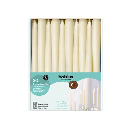 Bolsius Professional, Gotische kaarsen, Ivoor 25cm, 8 uur, 30 stuks