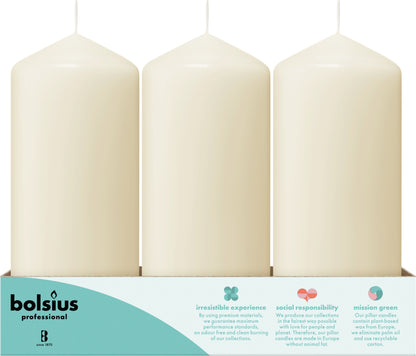 Bolsius Professional, Stompkaarsen, Ivoor 17 cm, 62 uur, 12 stuks