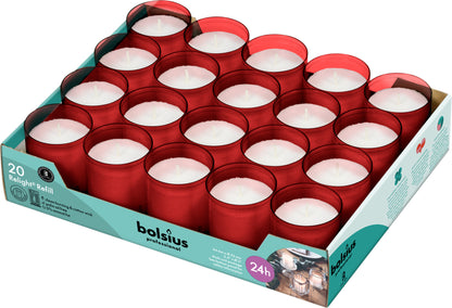 Bolsius Professional Navulling Relight, Rood, 20 stuks, 24 branduren