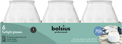 Bolsius Professional Twilight kaarsen, Wit, 70 uur, 6 stuks
