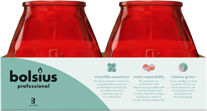 Bolsius Prof., Buitenkaars in glas, Twilight, Rood, 70 uur, 6 stuks