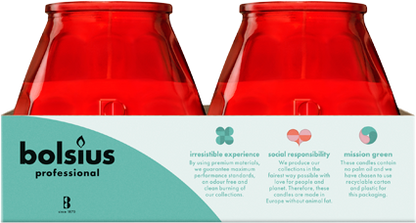 Bolsius Prof., Buitenkaars in glas, Twilight, Rood, 70 uur, 6 stuks