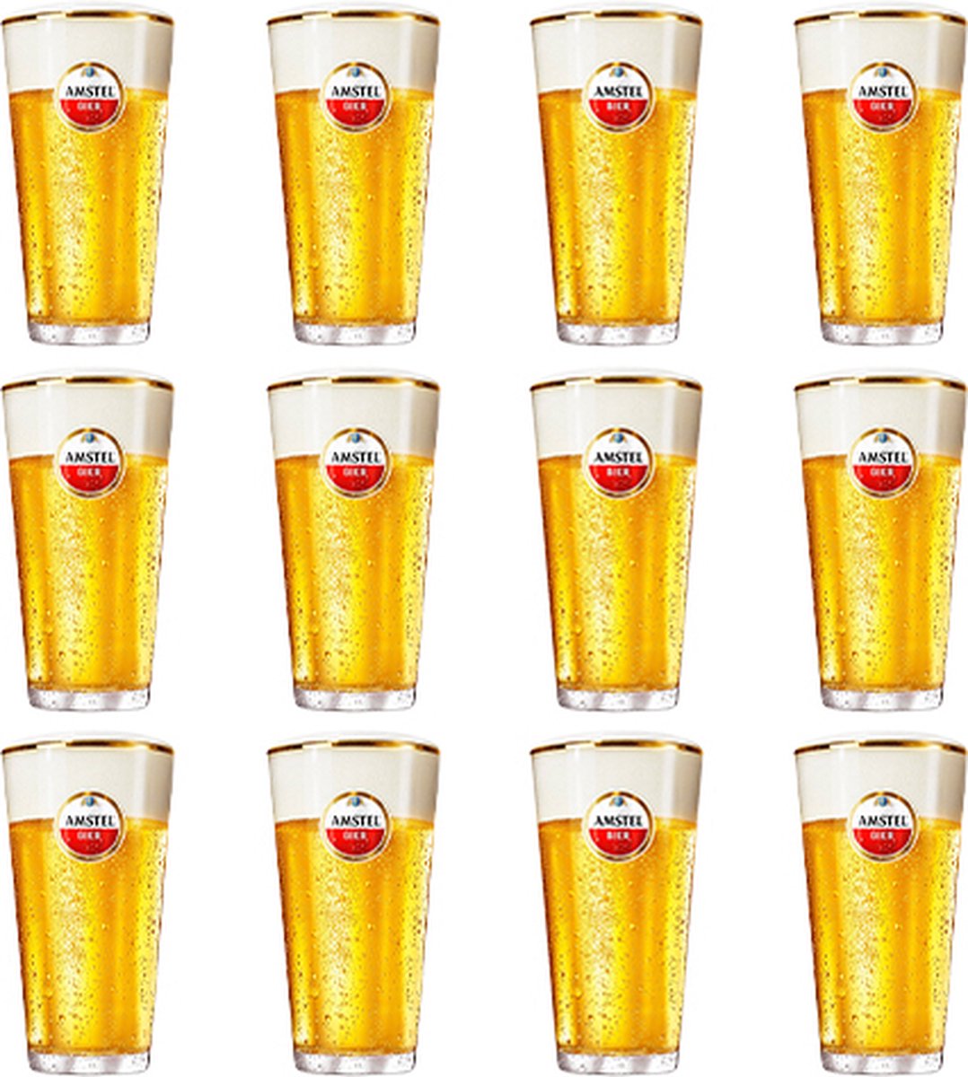 12x Amstel Bierglazen 250ml, Vaasje gehard