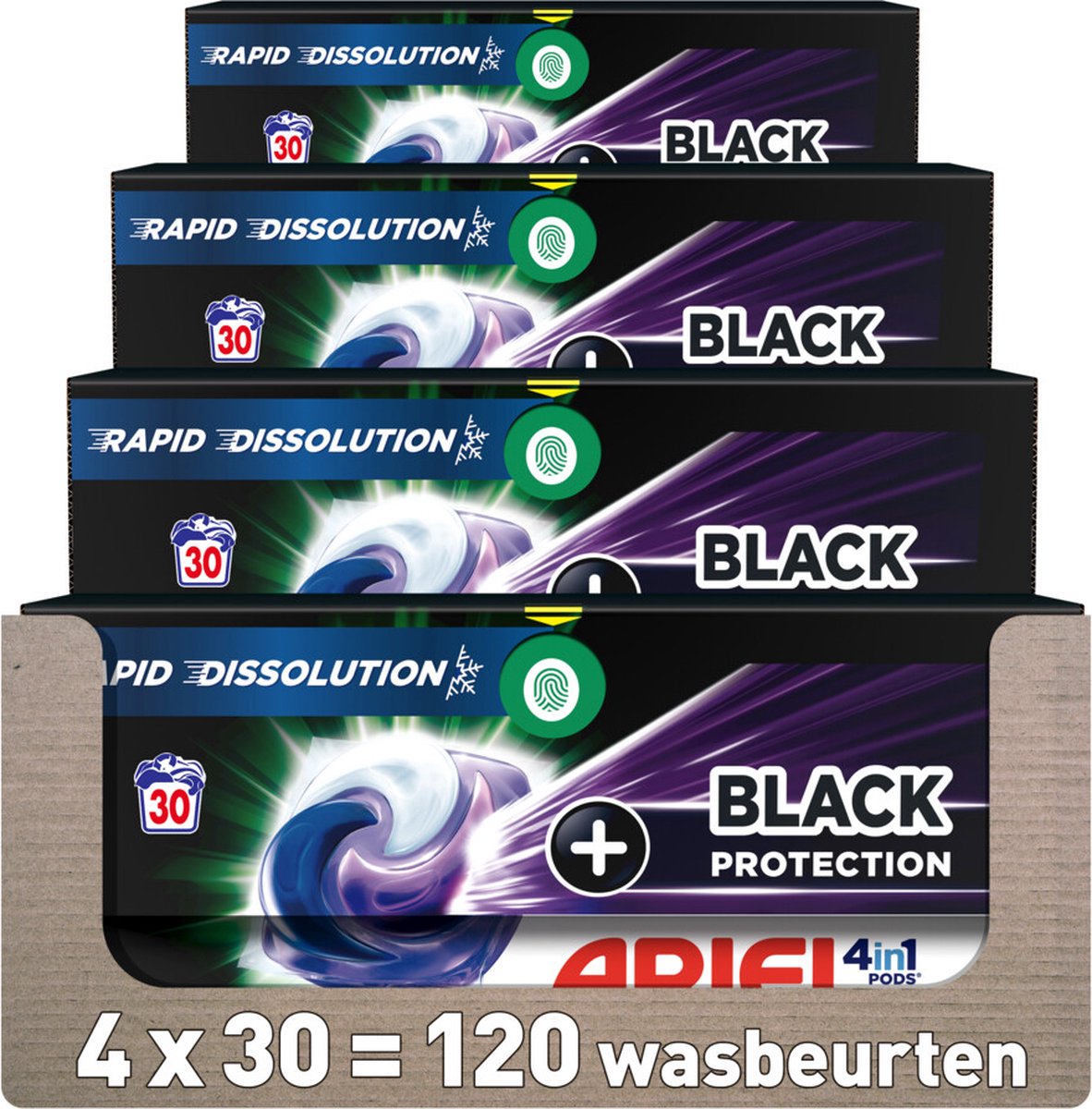 Ariel 4in1 Wasmiddel Pods Revitablack, 120 wasbeurten (4 x 30)