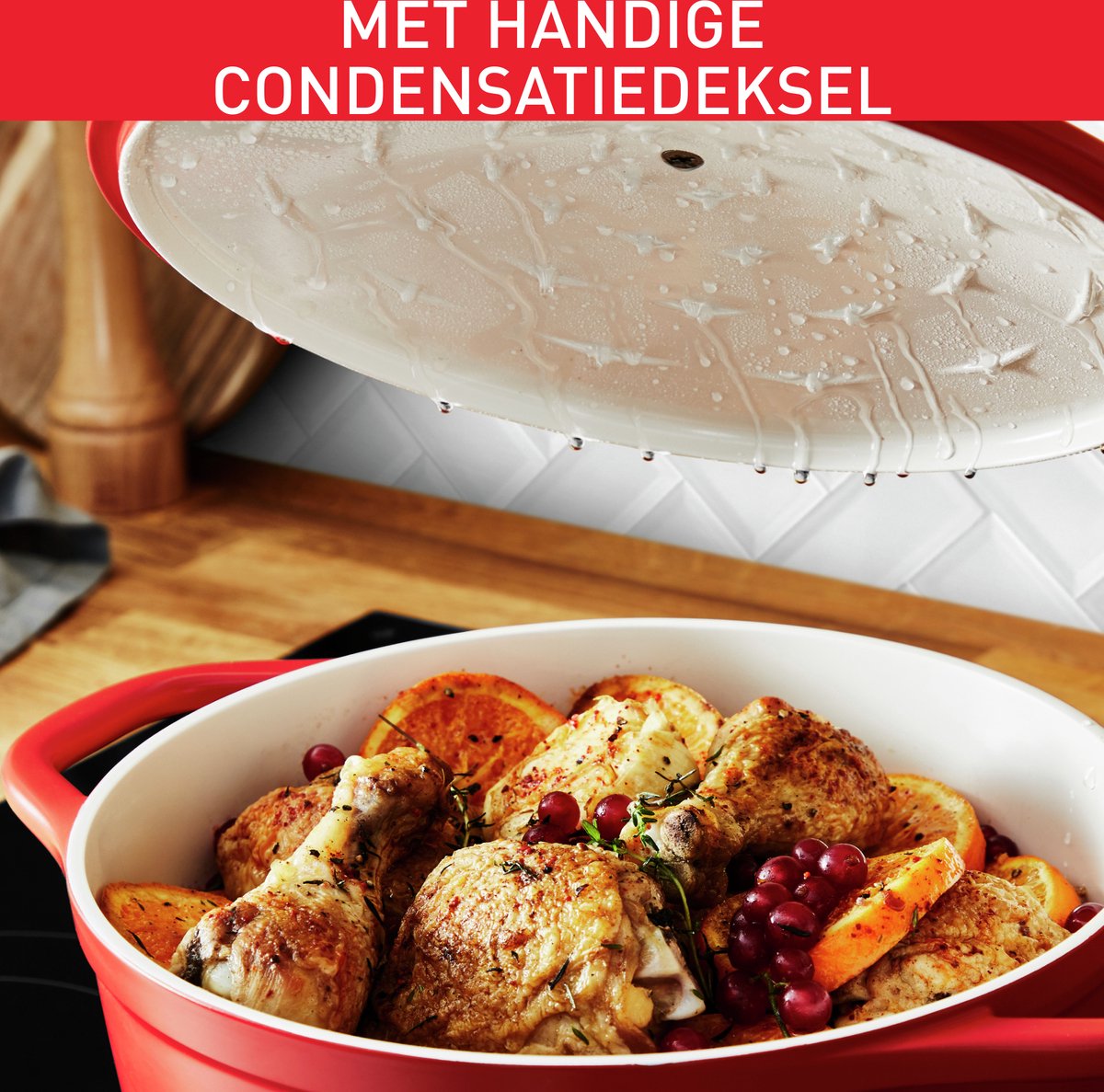 Tefal Air Braadpan, Ovaal 30x23 cm, Rood