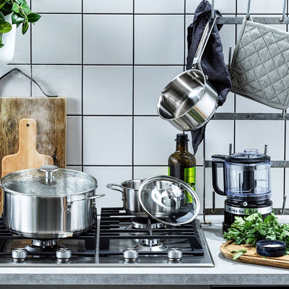 KitchenAid Pannenset met deksel 3-delig, RVS
