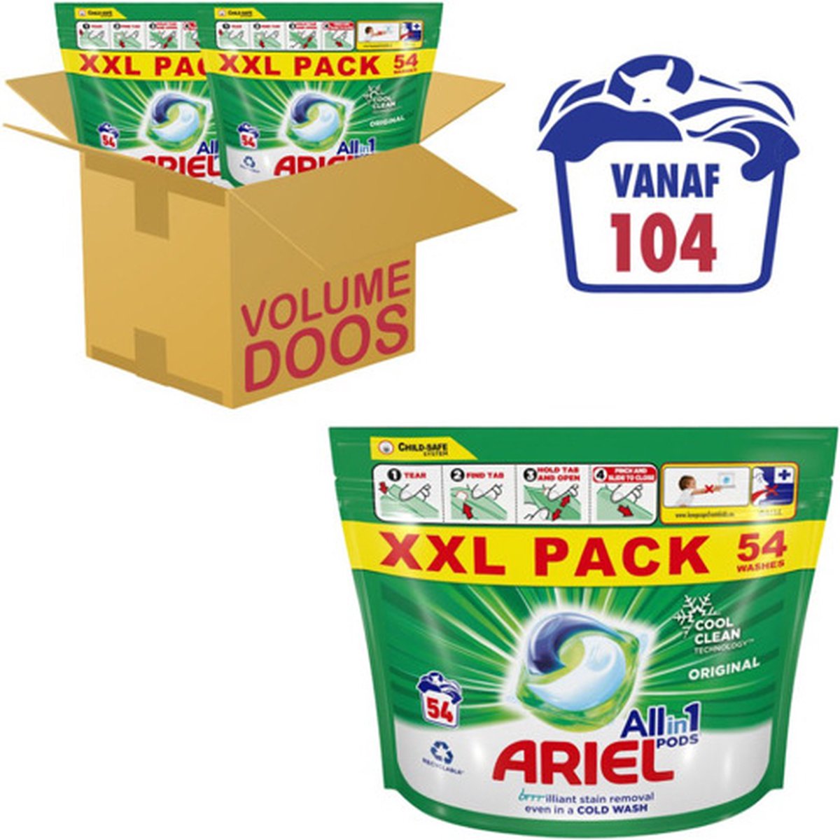 Ariel All-in-1 Pods Wasmiddelcapsules Original 108 stuks