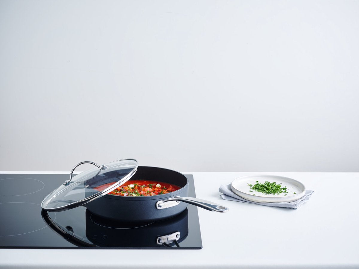 Brabantia Chrome Hapjespan ø 24 cm, met deksel, Alle Warmtebronnen