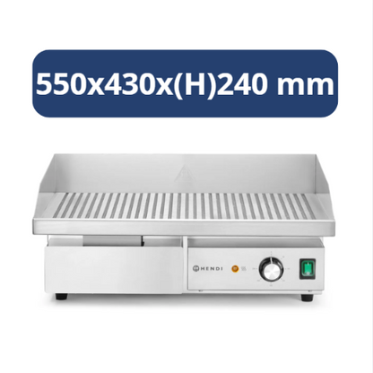 Bakplaat geribbeld, HENDI, Budget Line, 220-240V/3000W, 550x430x(h)240mm