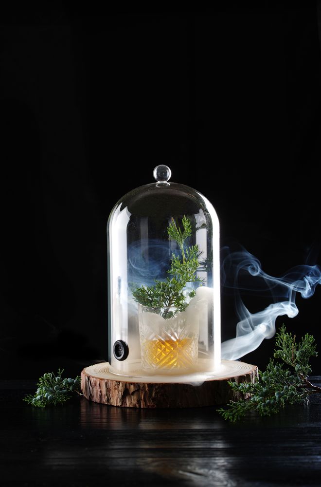 Glazen stolp met ventilatieopening, HENDI, Cocktail stolp, ⌀130x(H)282mm