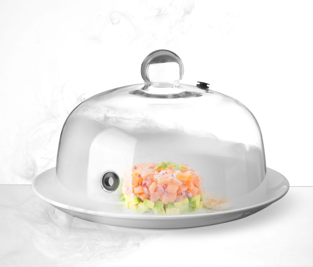 Glazen stolp met ventilatieopening, HENDI, Serveerstolp, ⌀260x(H)175mm