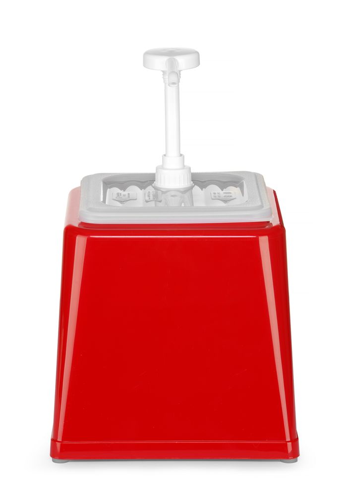 Sausdispenser met pomp, HENDI, 2,5L, Rood, 230x210x(H)327mm