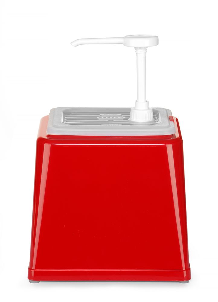 Sausdispenser met pomp, HENDI, 2,5L, Rood, 230x210x(H)327mm