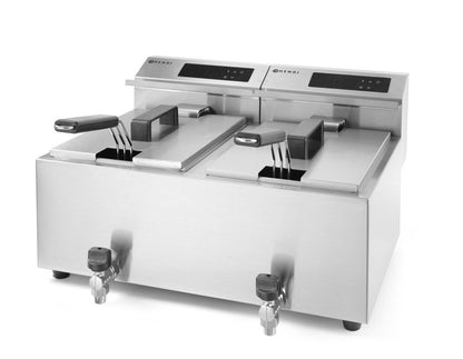 Friteuse Profi Line met aftapkraan digitaal - 2 x 8 l, HENDI, Profi Line, 16L, 230V/7000W, 605x515x(H)350mm
