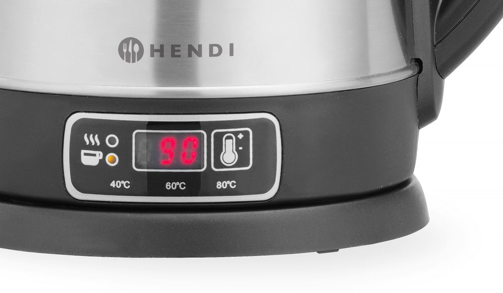 Draadloze elektrische waterkoker met temperatuurregeling, HENDI, 1,8L, 230V/1800W, 230x165x(H)255mm