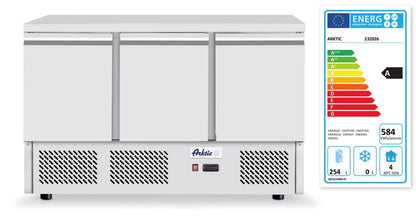 Pizzawerkbank met 3 deuren en koelvitrine 380+40L, Arktic, 254L, 230V/400W, 1400x700x(H)1491mm