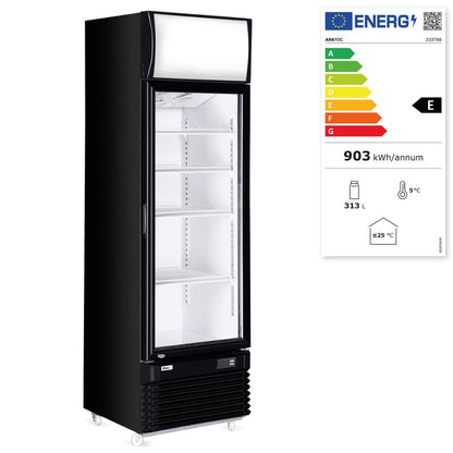 Backbar koelkast met lichtbak, enkele deur, Arktic, 254L, Zwart, 220-240V/250W, 578x605x(H)1980mm