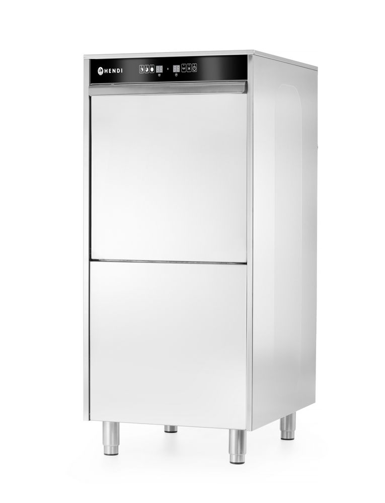 50x60 vaatwasser voor pannen en trays – met doseersysteem voor reinigingsmiddelen en afvoerpomp, HENDI, 400V/7100W, 595x777x(H)1335mm