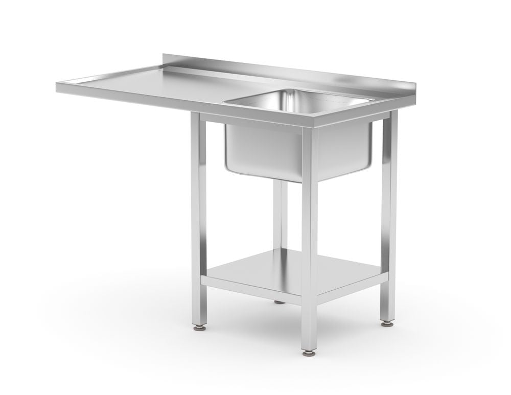 Spoeltafel met plank en ruimte voor onderbouwvaatwasser, HENDI, rechts, 1200x700x(H)850mm