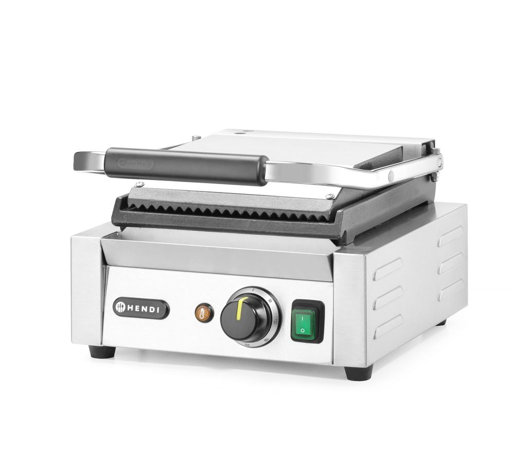 Contactgrill - enkel, HENDI, boven geribd, onder glad, 230V/1800W, 310x400x(H)210mm