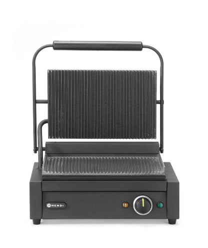 Contactgrill Panini, HENDI, geheel geribbeld, 230V/2200W, 430x375x(H)216 mm