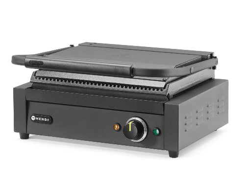 Contactgrill Panini, HENDI, geheel geribbeld, 230V/2200W, 430x375x(H)216 mm