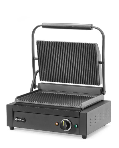 Contactgrill Panini, HENDI, geheel geribbeld, 230V/2200W, 430x375x(H)216 mm