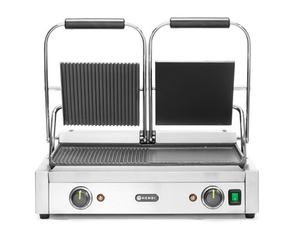 Contactgrill - dubbele versie, HENDI, half glad, half geribd, 230V/3600W, 575x430x(H)510mm