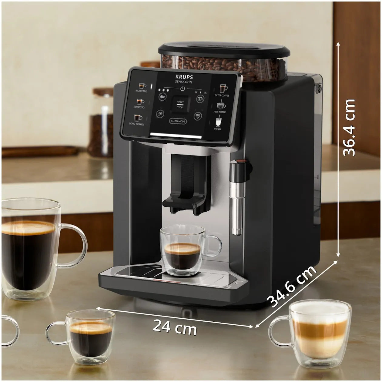Krups Sensation Koffiemachine C10 Black Nube EA910A, Zwart