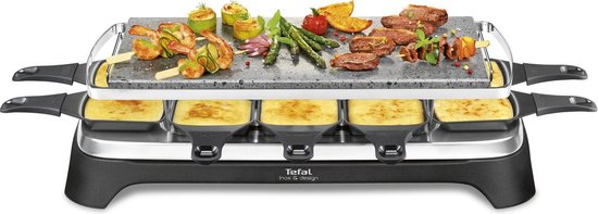 Tefal Inox & Design, Smart 3-in-1 Gourmetset, Steengrill, Grillplaat 10 Persoons