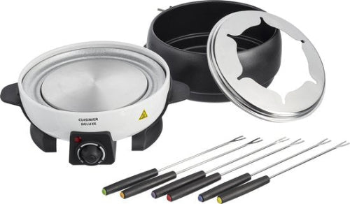 Fondue set Cuisinier Deluxe 800W incl RVS Fonduevorken - 6 Personen