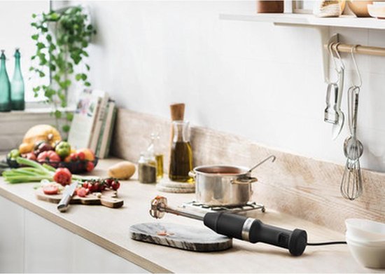 Kitchenaid Staafmixer Set 20cm - Matzwart - Garde + Hakmolen + Mengbeker + Panbeschermer