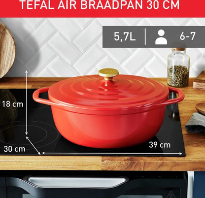 Tefal Air Braadpan, Ovaal 30x23 cm, Rood