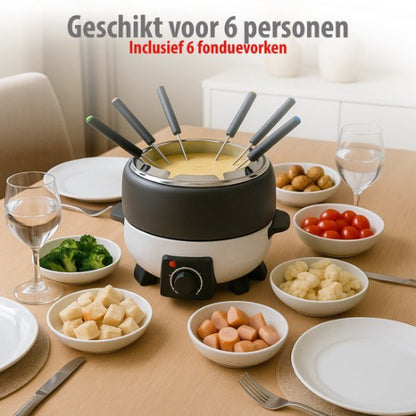 Fondue set Cuisinier Deluxe 800W incl RVS Fonduevorken - 6 Personen