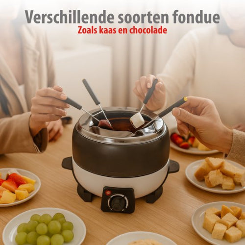 Fondue set Cuisinier Deluxe 800W incl RVS Fonduevorken - 6 Personen