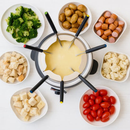 Fondue set Cuisinier Deluxe 800W incl RVS Fonduevorken - 6 Personen
